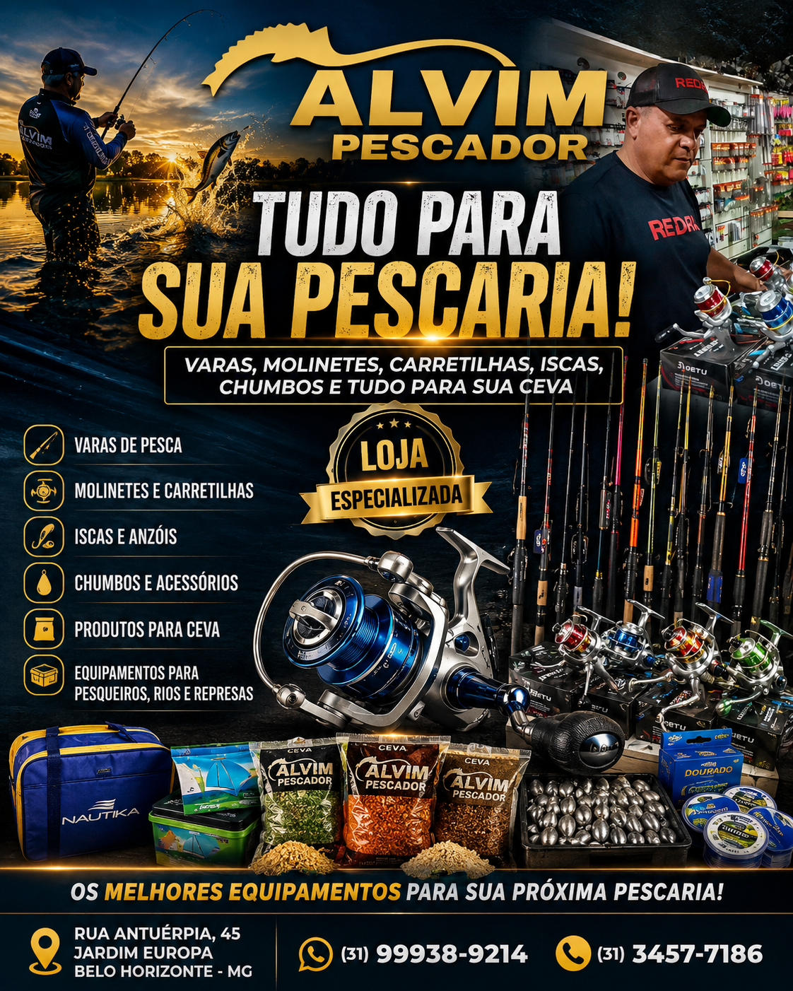 Equipamentos e ceva na loja